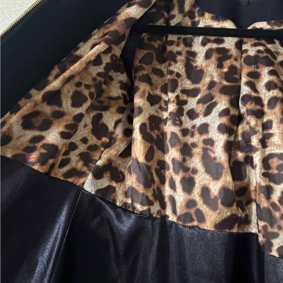 Laundry by Shelly Segal Wool Blue Black Faux Fur Trim Skirted Coat Jacket Hood M - Picture 15 of 15